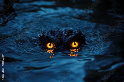 Alligators Eyes Gleaming in Dark Water