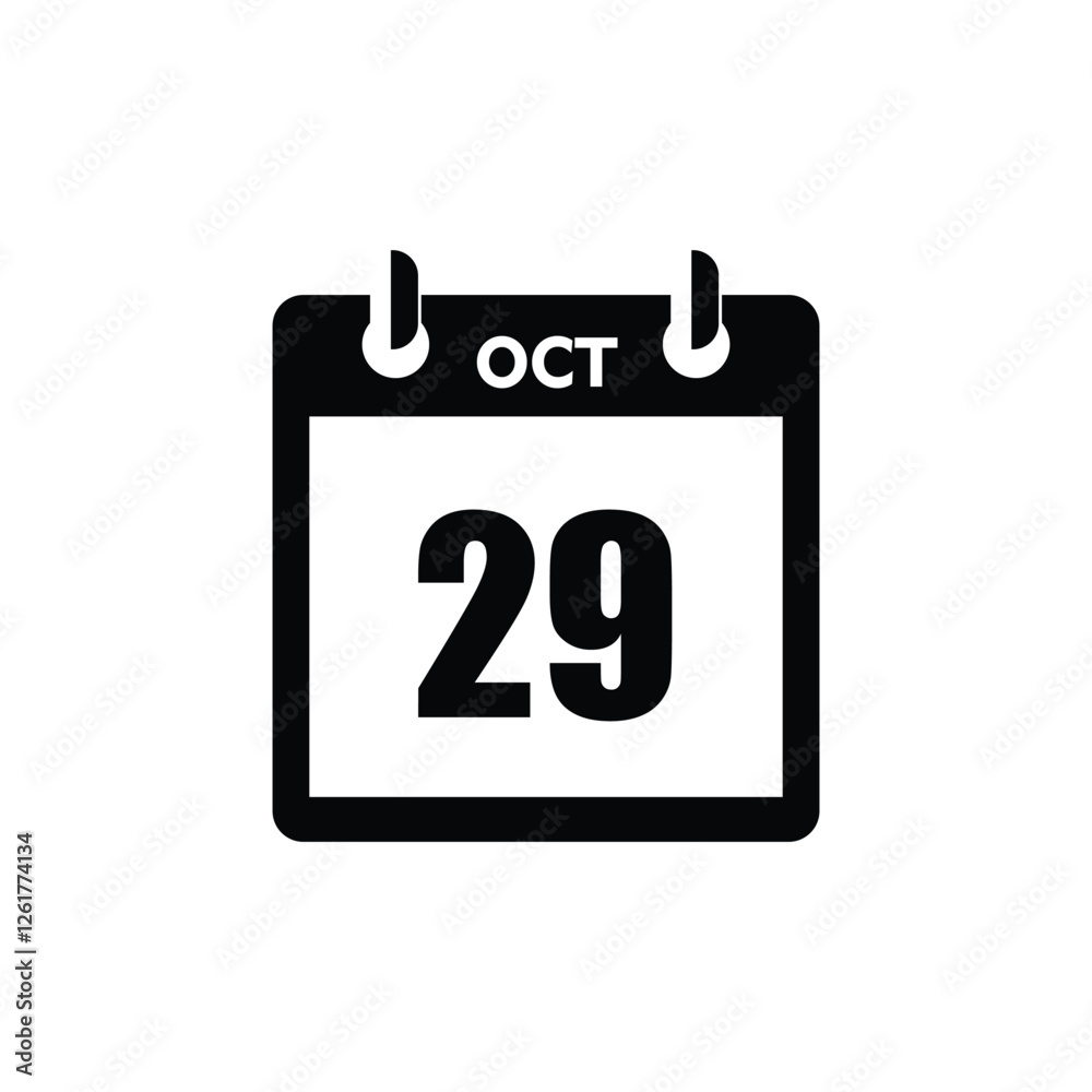 calender icon, 29 october icon with white background calender icon, 29 october icon with white background