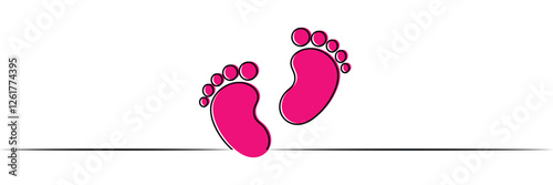 New born, pregnant or coming soon footprints shoes and shoe sole. Kids or baby feet and foot steps Fun vector footsteps icon for print. Love heart blue boy or pink girl sign on white back ground eps20