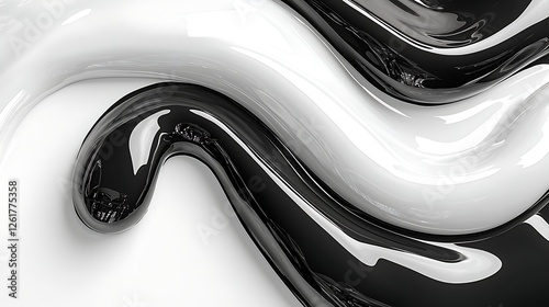 Abstract black and white liquid swirls, background design