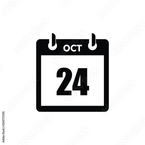 calender icon, 24 october icon with white background