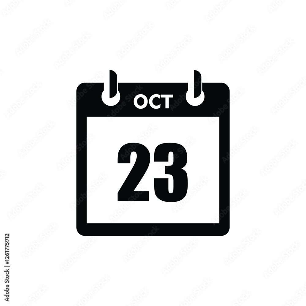 calender icon, 23 october icon with white background calender icon, 23 october icon with white background