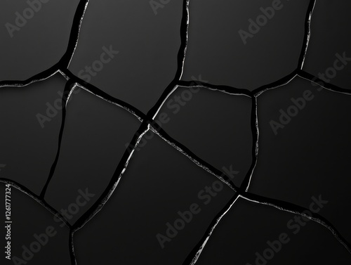 Close-up of cracked black soil, showcasing unique patterns and textures in an arid landscape.