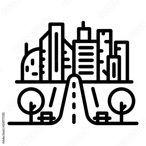 City Promenade Vector Icon