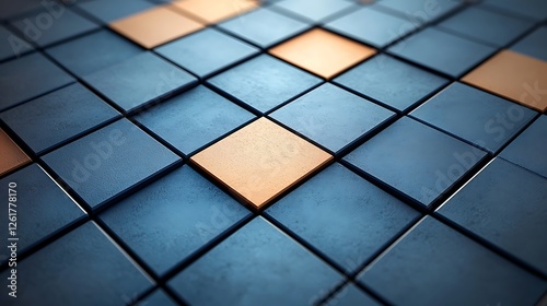 Abstract blue and orange cube pattern background
