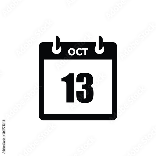 calender icon, 13 october icon with white background