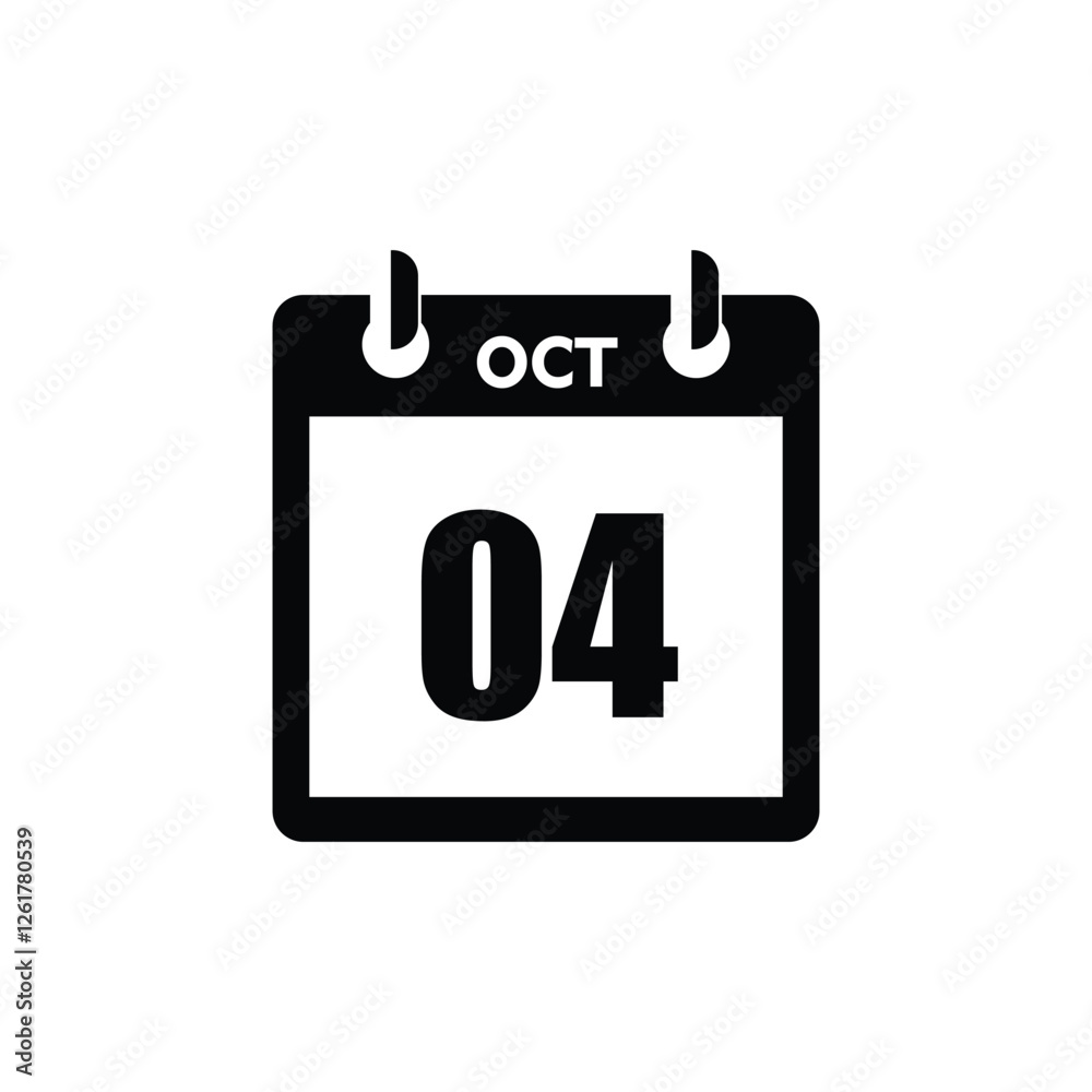 calender icon, 04 october icon with white background calender icon, 04 october icon with white background