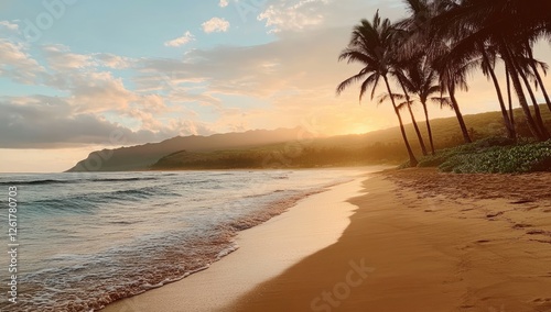 Hawaiian Beach Sunset Scene photo