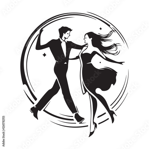 West Coast Swing Dance design logo vector isolated on white background.