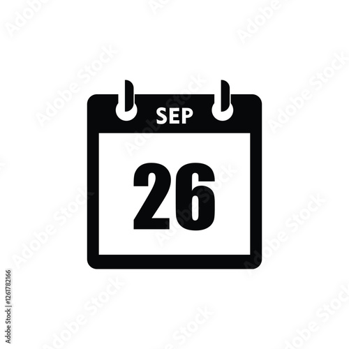 calender icon, 26 september icon with white background