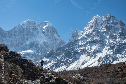 Amazing view of Jannu (Khumbhakarna), on the Kangchenjunga (Kanchenjunga) trek, Khambachen, Nepal photo