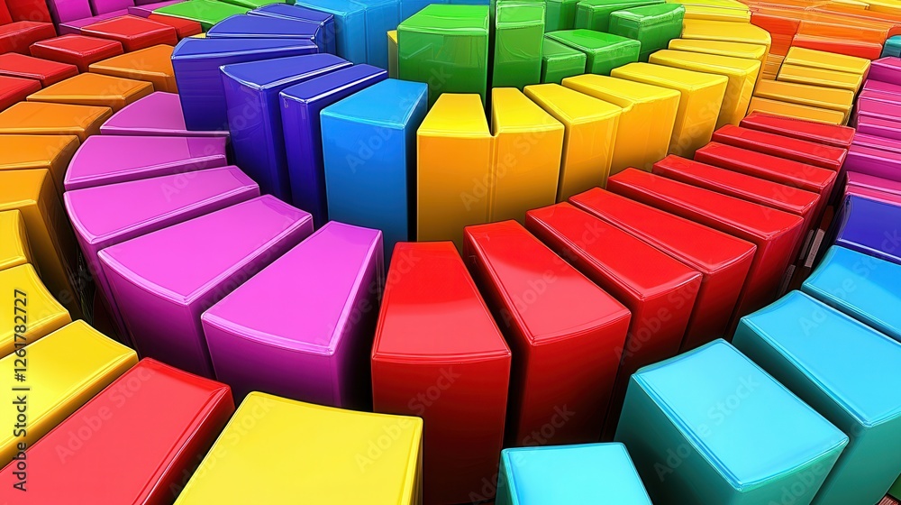 Fototapeta premium Vibrant Rainbow Blocks Spiral Abstract Background