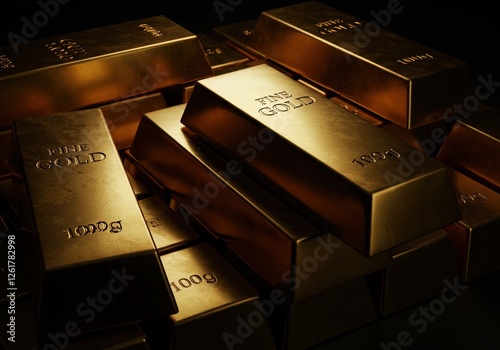 Stack of 1000g Gold Bars, Investment in Precious Metals photo