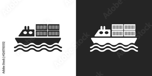 Cargo ship sign black and white icon vector design