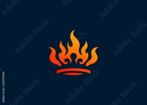 A fiery crown logo symbolizing power, resilience, and transformation through flames.