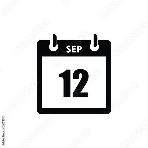 calender icon, 12 september icon with white background