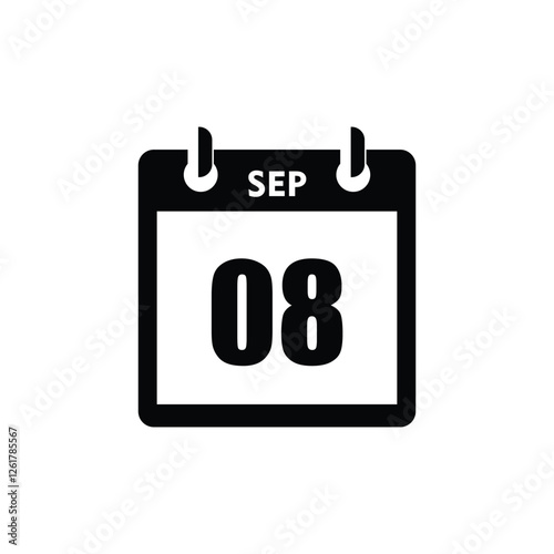 calender icon, 08 september icon with white background