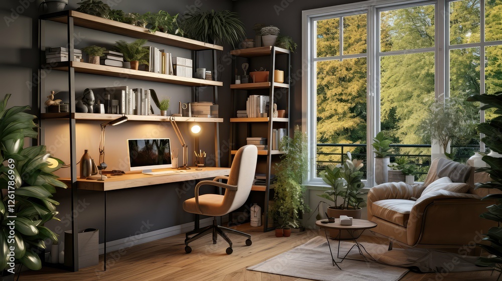 Naklejka premium wooden nice office