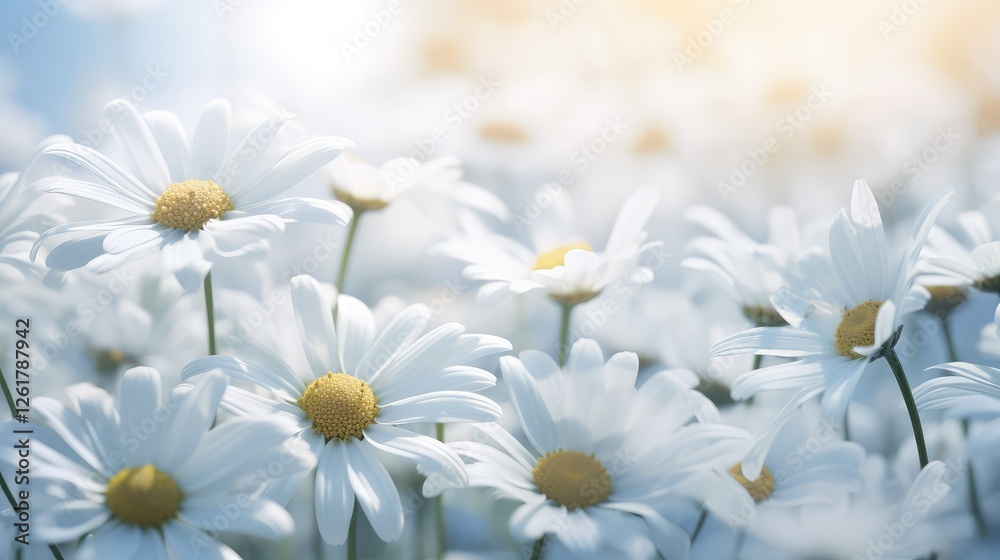 Fototapeta premium up white flowers border