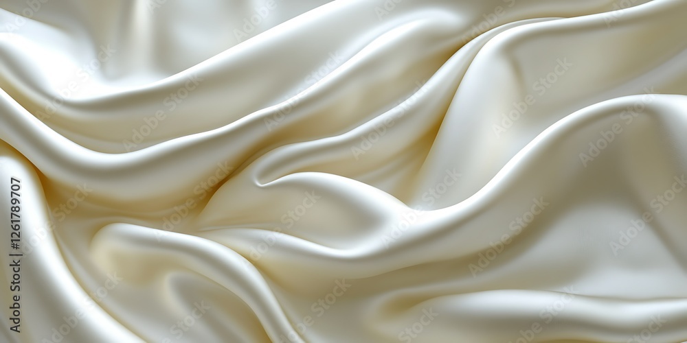 Obraz premium Cream silk fabric folds, texture background, luxurious drape