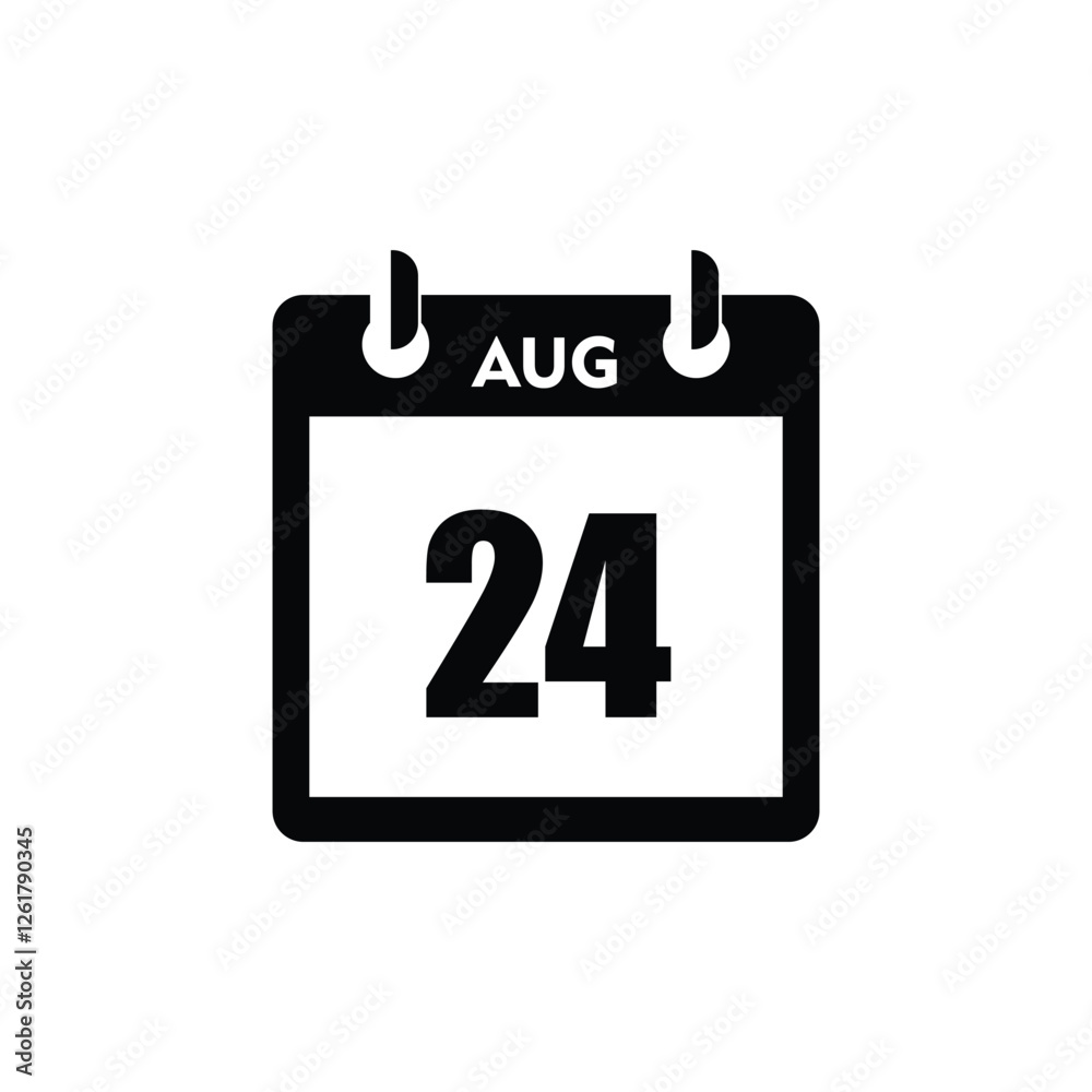 calender icon, 24 august icon with white background calender icon, 24 august icon with white background
