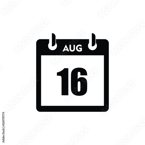 calender icon, 16 august icon with white background