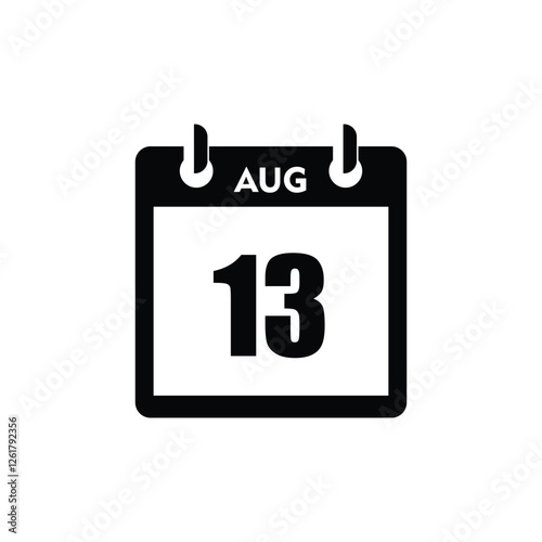 calender icon, 13 august icon with white background