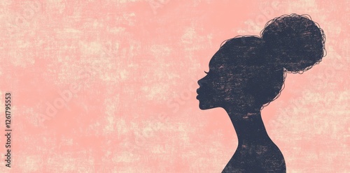 Dark silhouette of a woman with bun hairstyle profile
