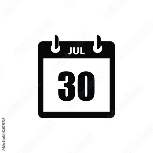 calender icon, 30 july icon with white background