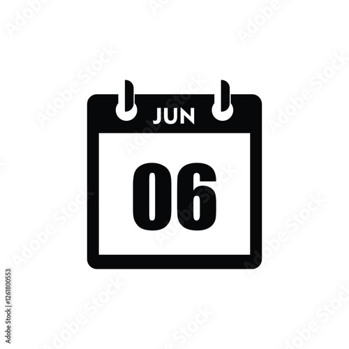 calender icon, 06 june icon with white background