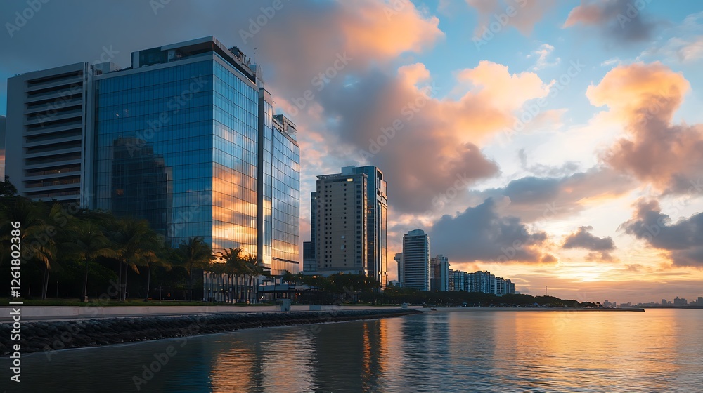 Fototapeta premium sunset over the city