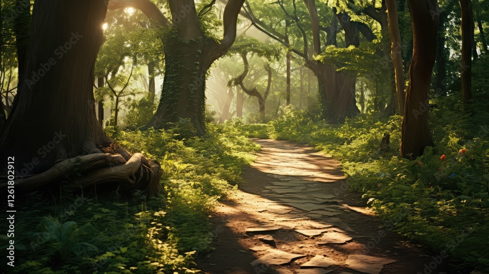 Obraz premium trees wood path