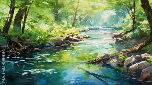 forest water color water