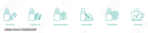 Herbal Skincare and Beauty Product Vector Icons