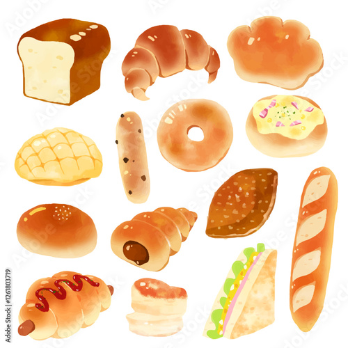 色々なパンのイラスト