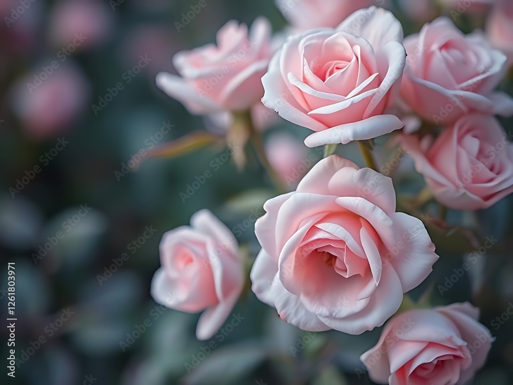 Pink Roses in Bloom with Blurred Background Pink Roses in Bloom with Blurred Background