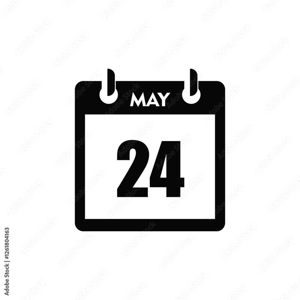 calender icon, 24 may icon with white background calender icon, 24 may icon with white background
