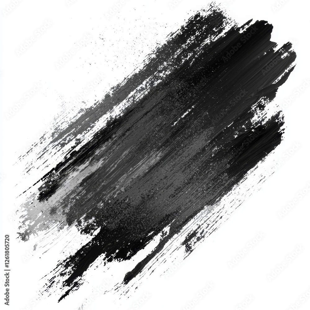 Abstract Black and Gray Paint Stroke on a White Canvas for Artistic Background and Creative Design Use