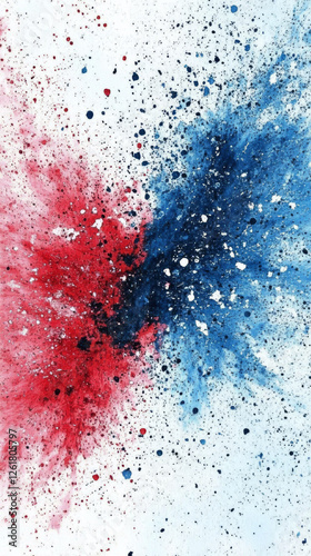 Wallpaper Mural Abstract red and blue paint splatter on white background Torontodigital.ca