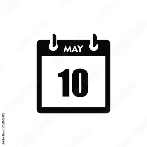calender icon, 10 may icon with white background