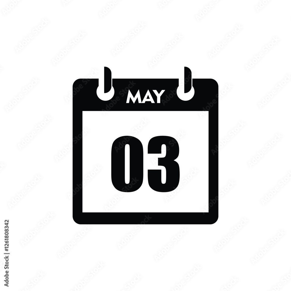 calender icon, 03 may icon with white background