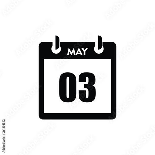 calender icon, 03 may icon with white background
