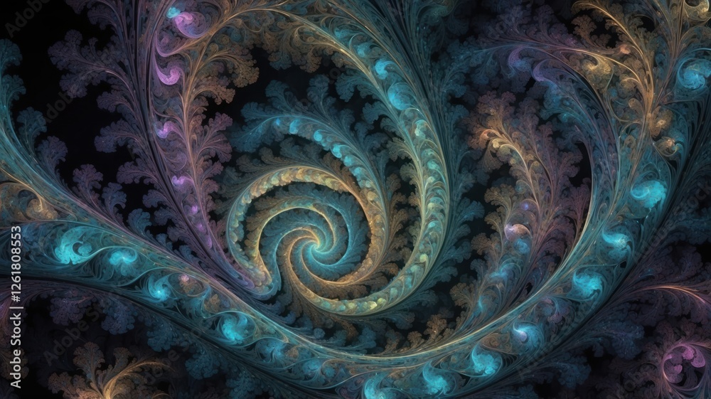 Abstract Spiral Teal and Gold Fractal Art Design Abstract Spiral Teal and Gold Fractal Art Design