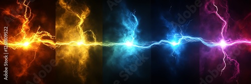 Colorful plasma arcs generated in a high-voltage vacuum chamber