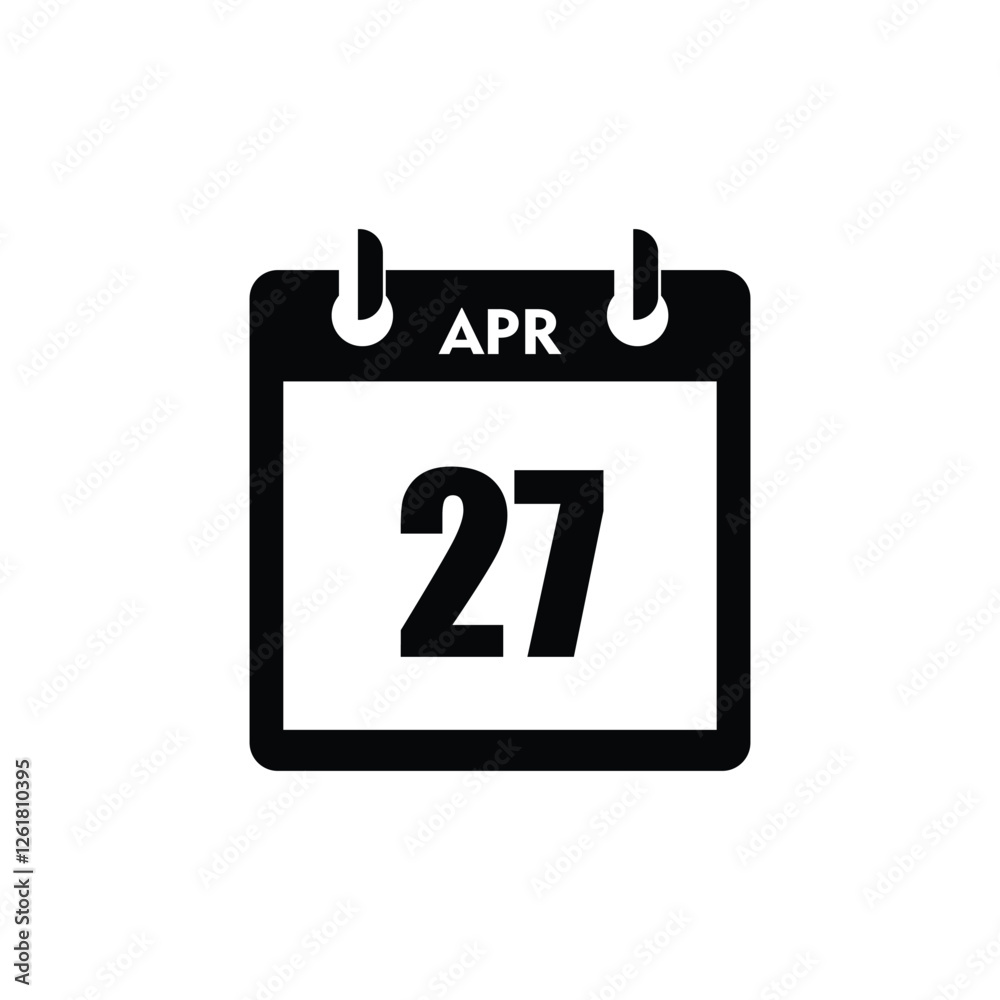calender icon, 27 april icon with white background calender icon, 27 april icon with white background