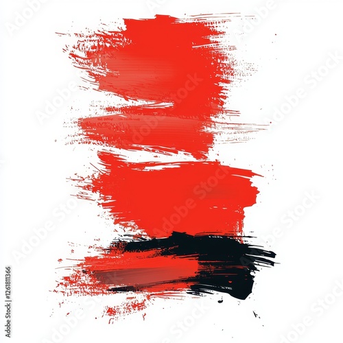 Obraz na płótnie Abstract Red and Black Brush Strokes on White Background for Creative Art Composition w salonie
