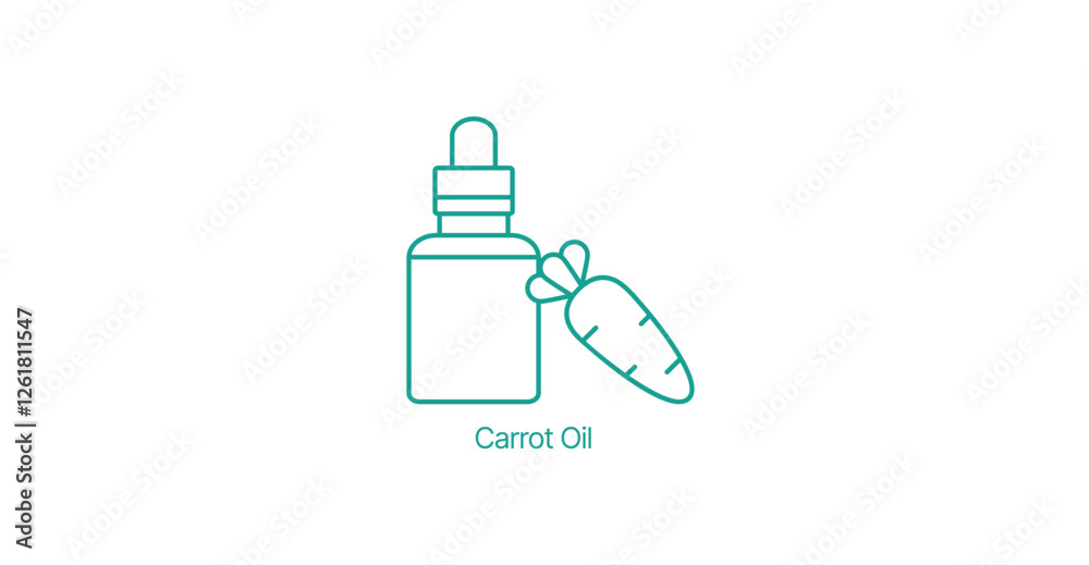 Carrot Oil Bottle Vector Icon, Natural Skincare, Beauty Product Carrot Oil Bottle Vector Icon, Natural Skincare, Beauty Product