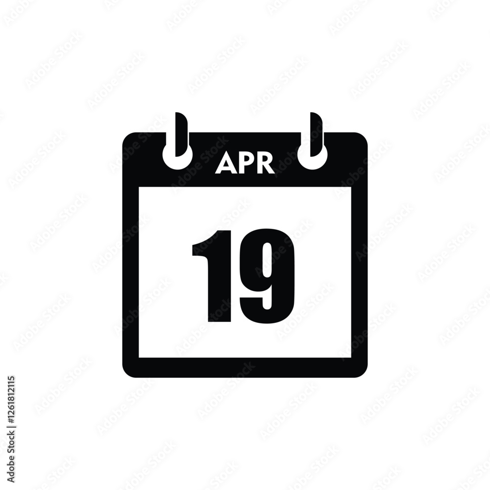 calender icon, 19 april icon with white background calender icon, 19 april icon with white background
