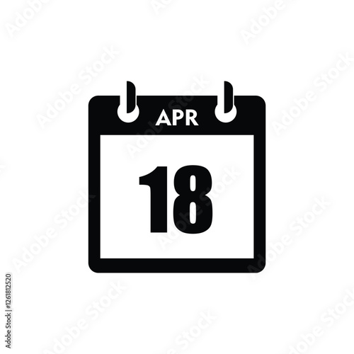 calender icon, 18 april icon with white background