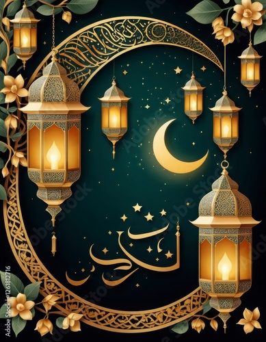 Wallpaper Mural Ramadan Kareem background with hanging lamps and stars Torontodigital.ca